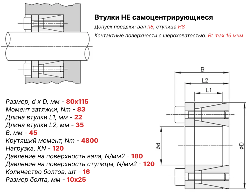 Чертеж втулка зажимная ВК45 80х115 Чертеж втулка зажимная ВК45 80х115